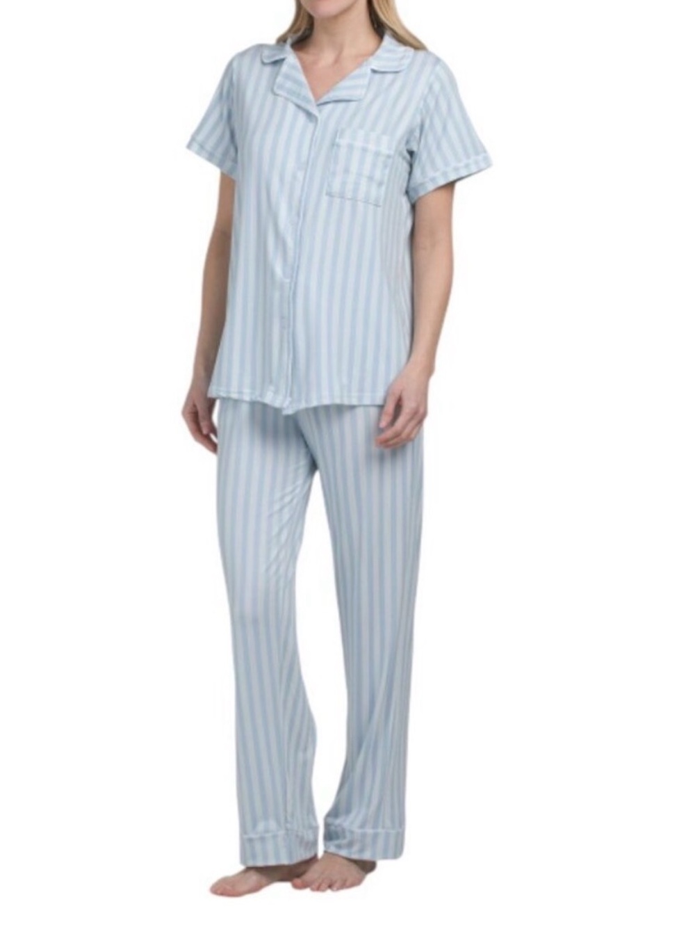 Hunter two piece striped pajama set blue size large